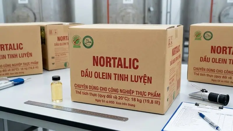 Dầu olein tinh luyện đạt chuẩn Halal